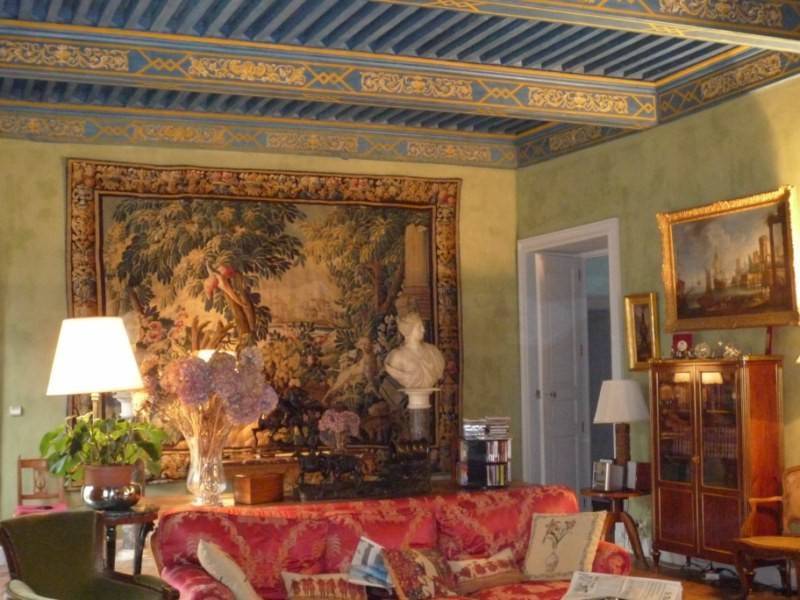 salon avec plafond à la Française dans ce château à vendre près de Chateauneuf du Pape