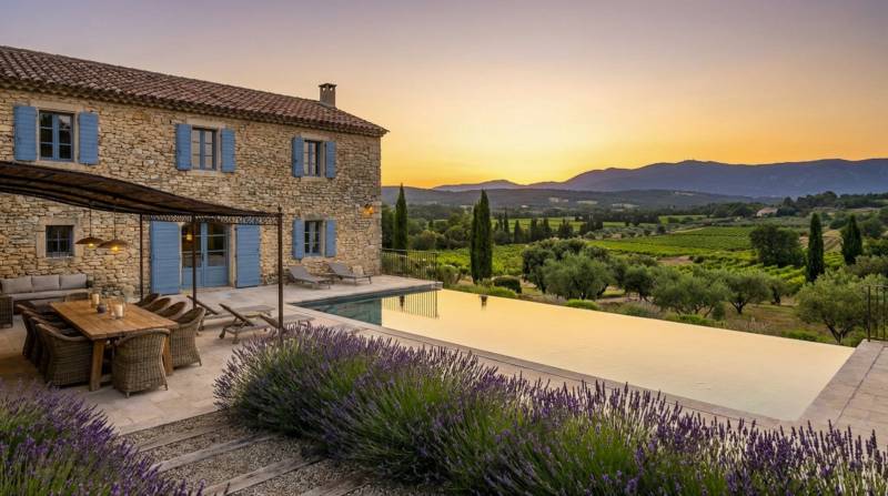Ancien moulin du XVIIIe siècle restauré avec piscine dans le Luberon