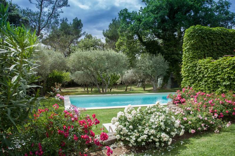 Belle vue sur la montagne du Luberon dans cette propriété à vendre à Menerbes